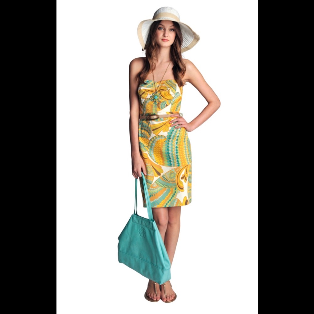 Banana Republic Trina Turk Size 00P Multicolored Printed Strapless Dress
